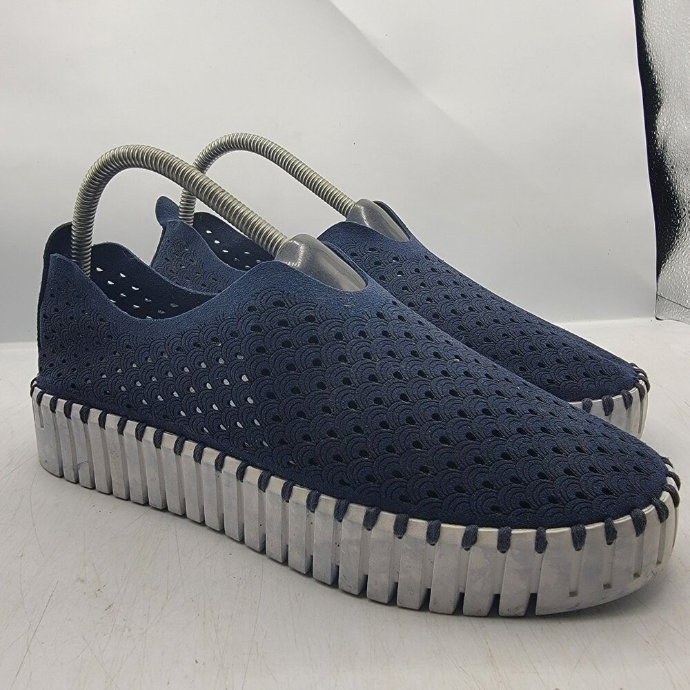 Ilse Jacobsen Plateau Womens 10 Tulip Shoes Slip on Navy Platform Comfort